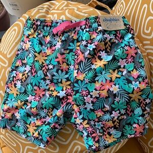 chubbies Black Floral Girls Swim Bottoms with Multicolor Blooms
